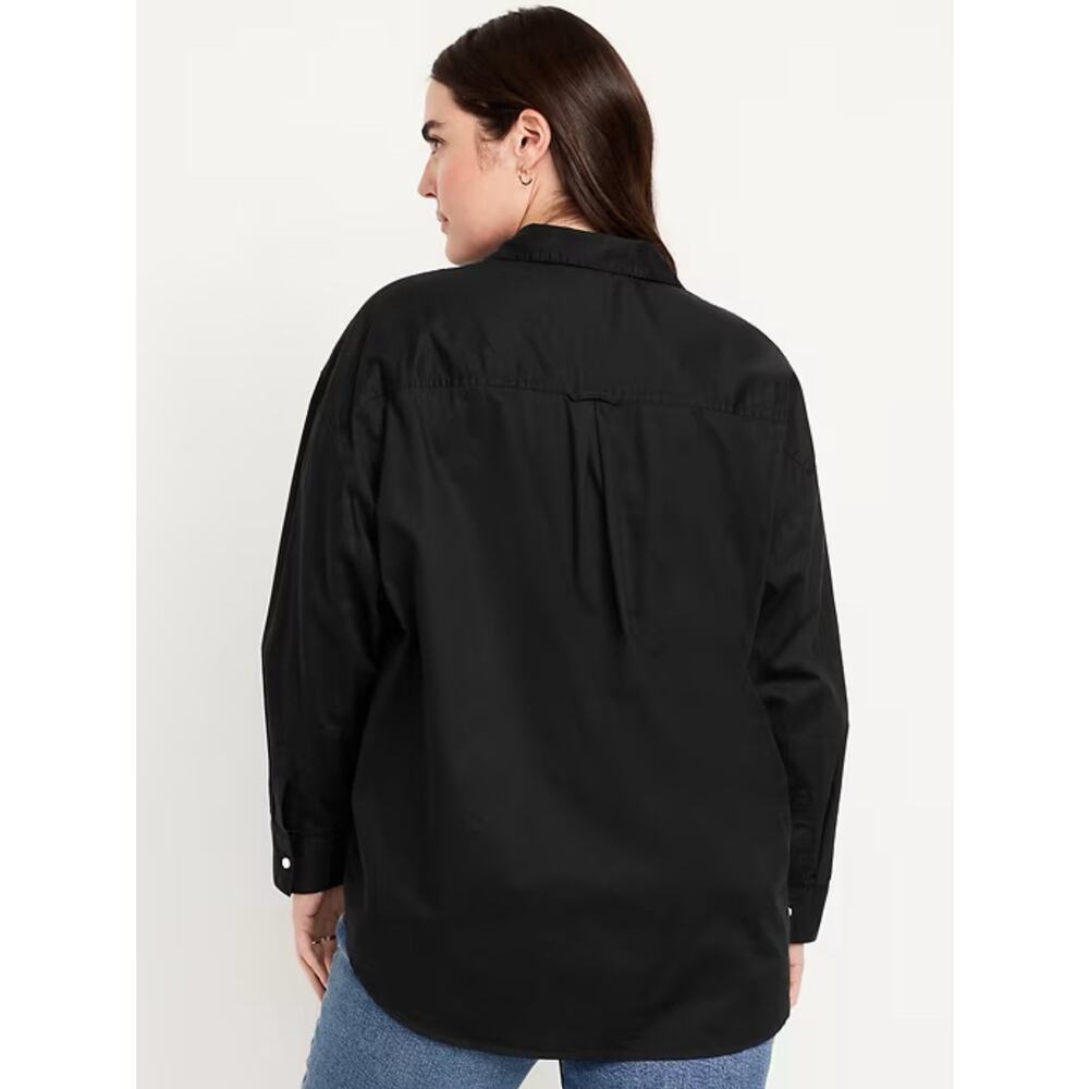 NWT Old Navy Oversized Black Boyfriend Shirt Women’s Medium Tall Button-Down - Picture 3 of 3